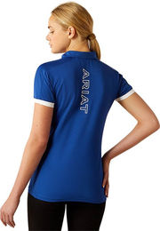 Ariat Bandera Team 14 Zip Polo Reitshirt für Damen aus Polyester in Rot und Blau Größe XS – Bild 1 von 8
