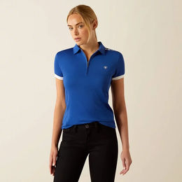 Ariat Bandera Team Reitshirt Damen 1/4 Zip Polo Blau – Bild 1 von 9
