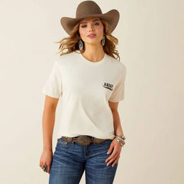 Produktbild von Ariat Bull Horns T-Shirt für Damen aus Baumwolle in Weiß oder Beige Größe XXL