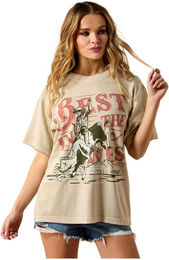 Ariat Bull Rider Arched Reitshirt für Damen aus Baumwolle Beige XL – Bild 1 von 4