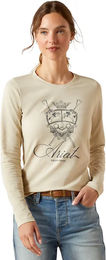 Ariat Damen T-Shirt Ritzy aus Bio-Baumwolle Beige Größe M – Bild 1 von 5