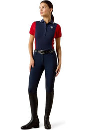 Ariat Damen Taryn Polo Reitshirt Navy und Rot Größe S – Bild 1 von 3