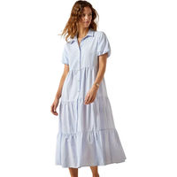 Produktbild von Ariat Dovestone Hemdkleid Damen aus Baumwolle Sommer Weiß Blau Bunt Größe L