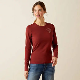 Produktbild von Ariat Eq Icons Reitshirt für Damen aus Bio-Baumwolle in Braun und Rot Größe L