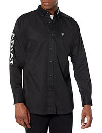 Ariat Herren Reitshirt Team Logo Twill Fitted Shirt aus Baumwolle Schwarz Weiß Größe M – Bild 1 von 2