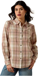 Ariat Jeanshemd Billie für Damen in White Pepper Coral Plaid aus Baumwolle Größe XL – Bild 1 von 3