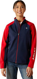Ariat Junior Team EQ Reitjacke für Kinder Blau Rot wasserabweisend Bluesign Polyester – Bild 1 von 6