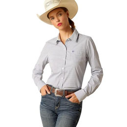 Ariat Kirby Stretch Reitshirt für Damen aus Baumwolle Blau Größe L – Bild 1 von 2