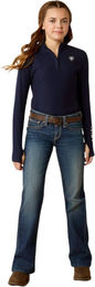 Ariat Lowell 3.0 1/4 Zip Pullover Baselayer Reitshirt für Kinder Blau Größe L – Bild 1 von 3