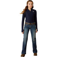 Produktbild von Ariat Lowell 3.0 1/4 Zip Pullover Baselayer Reitshirt für Kinder Blau XL