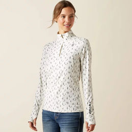 Produktbild von Ariat Lowell 3.0 Reitshirt für Damen mit 1/4 Reißverschluss in Weiß