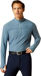 Produktbild von Ariat Lowell 3.0 Reitshirt für Herren mit 1/4-Reißverschluss in Blau Größe S aus Polyester