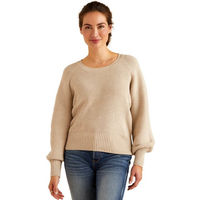Produktbild von Ariat Malvern Sweater Damen Pullover Oatmeal Heather Größe L mit Wollanteil