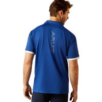 Produktbild von Ariat MNS Bandera 14 Zip Polo Reitshirt aus Polyester in Rot und Blau Größe XL