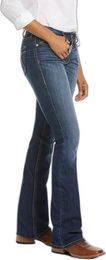 Produktbild von Ariat R.E.A.L Perfect Rise Stretch Reithose für Damen in Rosa und Blau aus Baumwolle
