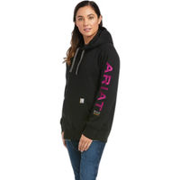 Produktbild von Ariat Rebar Graphic Kapuzenpullover Damen Schwarz Baumwolle Wasserabweisend