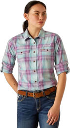 Produktbild von Ariat Rebar Made Tough DuraStretch Langarm-Bluse Damen aus Baumwolle Blau Bunt Größe M