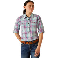 Produktbild von Ariat Rebar Made Tough DuraStretch Langarm-Bluse Damen aus Baumwolle Blau Bunt Größe M
