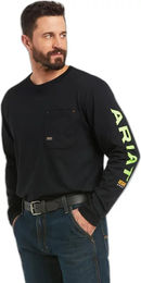 Produktbild von Ariat Rebar Workman Logo Reitshirt für Herren aus Baumwolle Schwarz Größe S