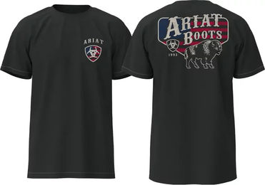 Ariat Reitshirt American Bison Classic für Herren aus Polyester in Grau und Schwarz – Bild 1 von 6