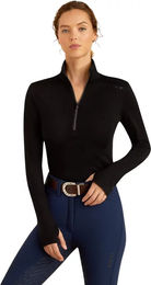 Ariat Reitshirt für Damen aus Wolle mit halbem Reißverschluss Schwarz M – Bild 1 von 1