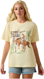 Ariat Rodeo Star T-Shirt für Damen aus Baumwolle in Beige Pear Sorbet Größe XL – Bild 1 von 3