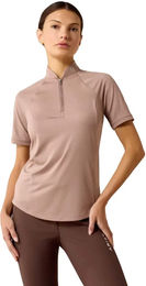 Ariat Soquel Reitshirt Damen Sommer Reittrikot mit 1/4 Reißverschluss aus Polyester in Beige und Braun Größe S – Bild 1 von 5