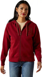 Produktbild von Ariat Stitched Kapuzenjacke aus Fleece für Damen in Rot Größe S