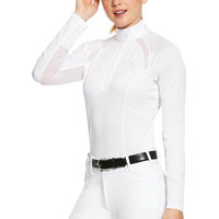 Produktbild von Ariat Sunstopper 2.0 1/4 Zip Turniershirt Damen Weiß Größe L mit Mesh-Einsätzen