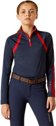 Ariat Sunstopper 3.0 1/4 Zip Baselayer Reitshirt für Kinder Blau Größe S – Bild 1 von 5