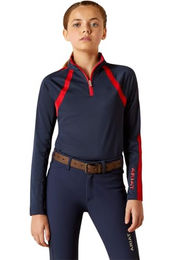Ariat Sunstopper 3.0 1/4 Zip Reitshirt für Kinder in Blau XXL – Bild 1 von 4