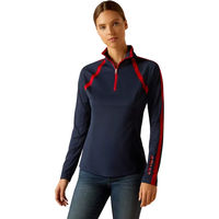 Produktbild von Ariat Sunstopper 3.0 Reitshirt Damen Baselayer mit langen Ärmeln Blau-Rot Größe S
