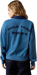 Ariat Sweatshirt Damen Hold Your Horses Blau Baumwolle Größe L – Bild 1 von 1