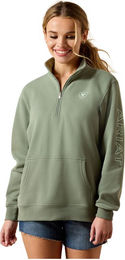 Ariat Sweatshirt Logo 1/2 Zip Fleece Damen Blau Grün Größe S – Bild 1 von 3