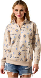 Ariat Sweatshirt Sapphire 1/2 Zip für Damen in Beige aus Baumwolle XS – Bild 1 von 4