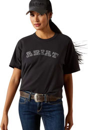 Produktbild von Ariat T-Shirt Boot Stitch Logo für Damen aus Baumwolle Schwarz Größe S
