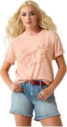 Ariat T-Shirt Cowgirl at Heart für Damen in Rosa aus Baumwolle Größe XS – Bild 1 von 3