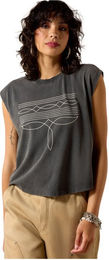 Ariat T-Shirt Dallas Cropped für Damen in Grau aus Baumwolle – Bild 1 von 4