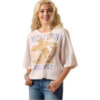 Produktbild von Ariat T-Shirt Western Wanderlust für Damen aus Baumwolle in Beige und Weiß Größe XL