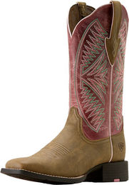 Ariat Westernboots Salina Narrow Cutter Reitstiefel aus Leder für Damen in Braun und Rosa Größe 39 B – Bild 1 von 5