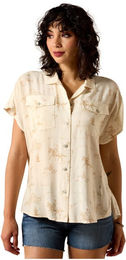 Ariat Westernshirt Badlands Reitshirt für Damen aus Viskose in Grau und Beige – Bild 1 von 4