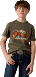 Ariat Wild Creek T-Shirt für Kinder in Grün Größe L – Bild 1 von 1