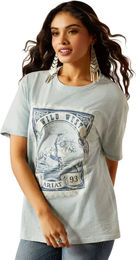 Ariat Wild West Stamp T-Shirt für Damen aus Baumwolle Blau Größe M – Bild 1 von 1