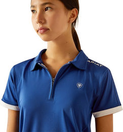 Ariat Youth Bandera T 14 Zip Polo Reitshirt für Kinder Blau Größe M – Bild 1 von 3