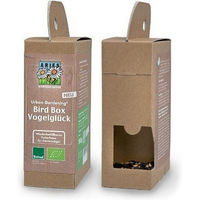 Produktbild von ARIES Bird Box Vogelfutterspender zum Aufhängen inklusive 500g Bio Vogelfutter-Mischung für Wildvögel