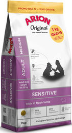 Produktbild von Arion Original Sensitive Medium Breed Hundefutter Lamm Glutenfrei Monoprotein Adult 15 kg