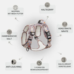 Produktbild von ARIZONA HOT DOGS Hunde-Griffgeschirr aus Neopren Sweet Love Taupe Größe L