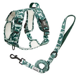 Arizona Hotdogs Comfy Griffgeschirr Amazonia Y-Geschirr aus Neopren mit 1,5 m Leine für Hunde Grün S - 1,5 m – Bild 1 von 8