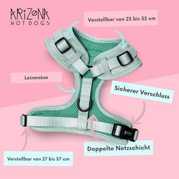 Produktbild von Arizona Hotdogs Hundegeschirr Softgeschirr aus Polyester Grün XS
