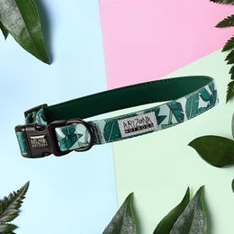 Arizona Hotdogs Hundehalsband aus Nylon mit Neopren Amazonia Blattmuster Grün Größe L – Bild 1 von 2